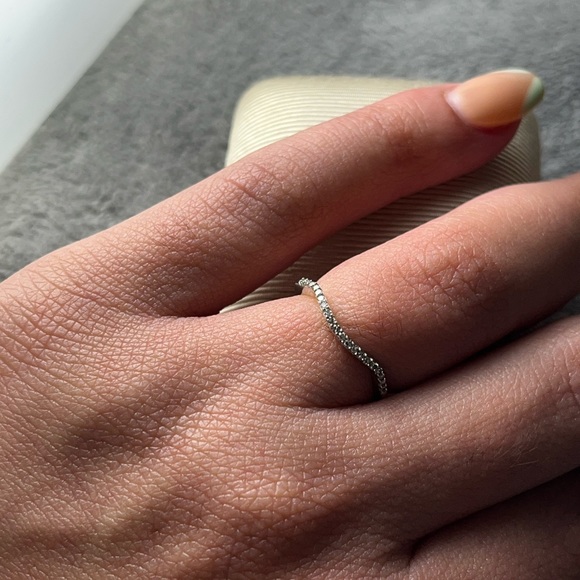 Set de anillo de compromiso y alianza de Oro blanco 10k - Picture 8 of 12